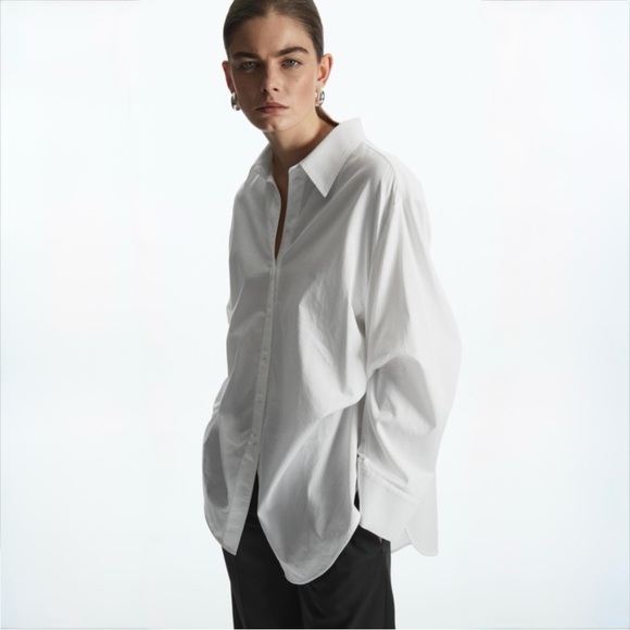 COS Tops - COS Oversized White Tailored Shirt 100% Cotton Minimalist EUR 42 Fits US 8-10